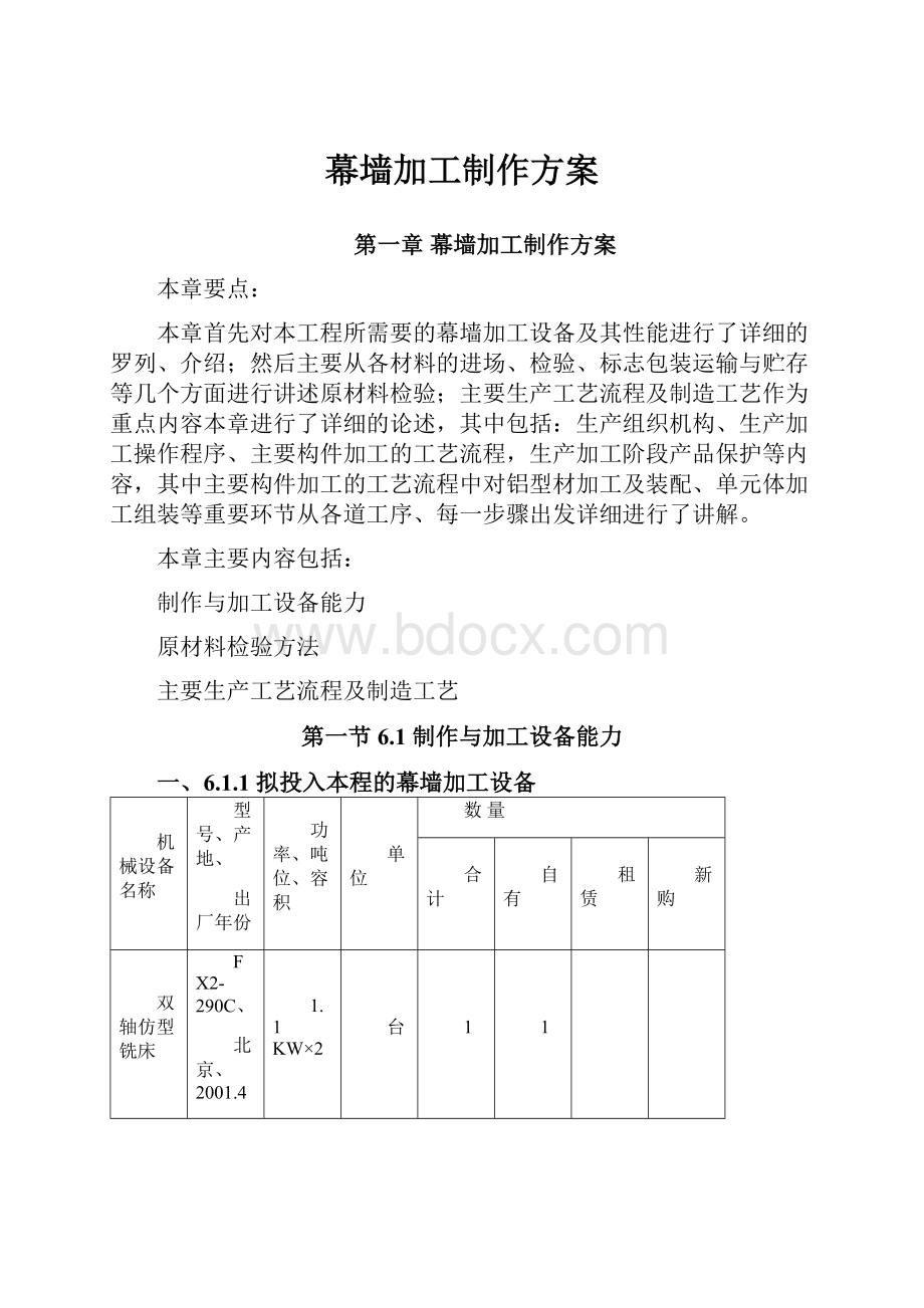 幕墙加工制作方案.docx