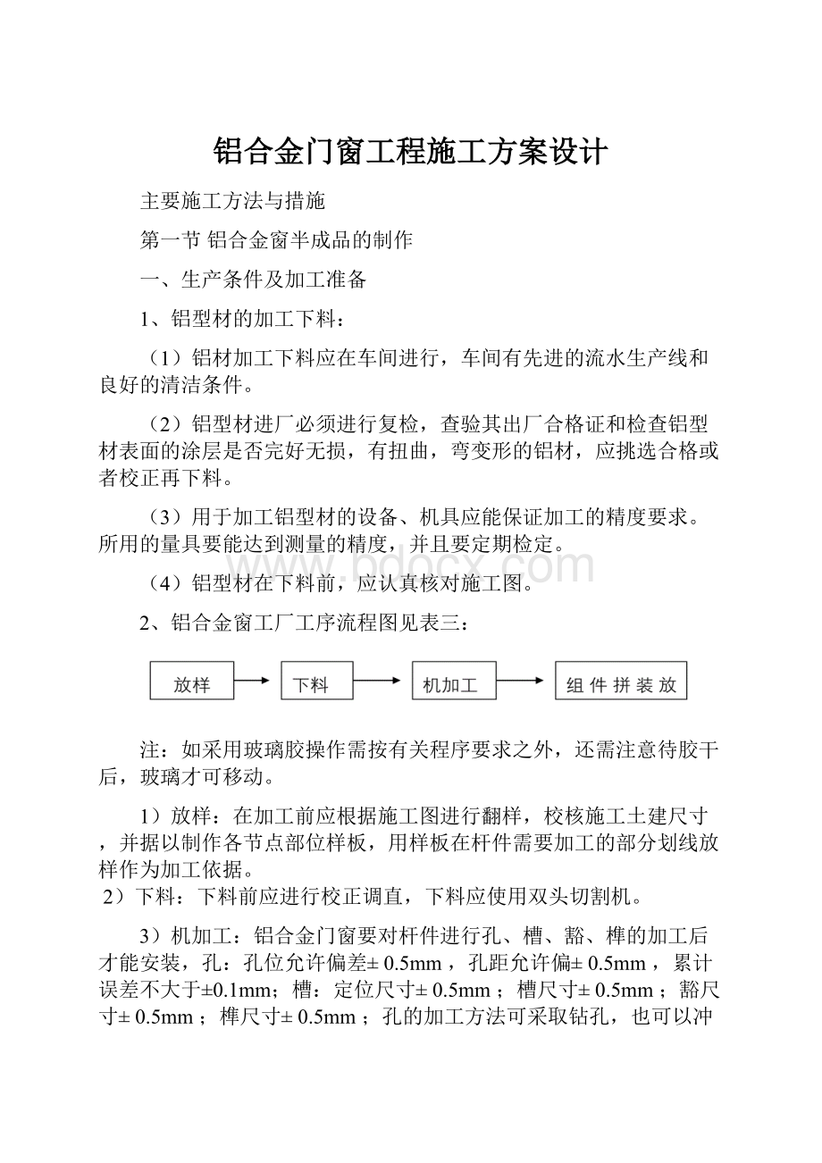 铝合金门窗工程施工方案设计.docx_第1页