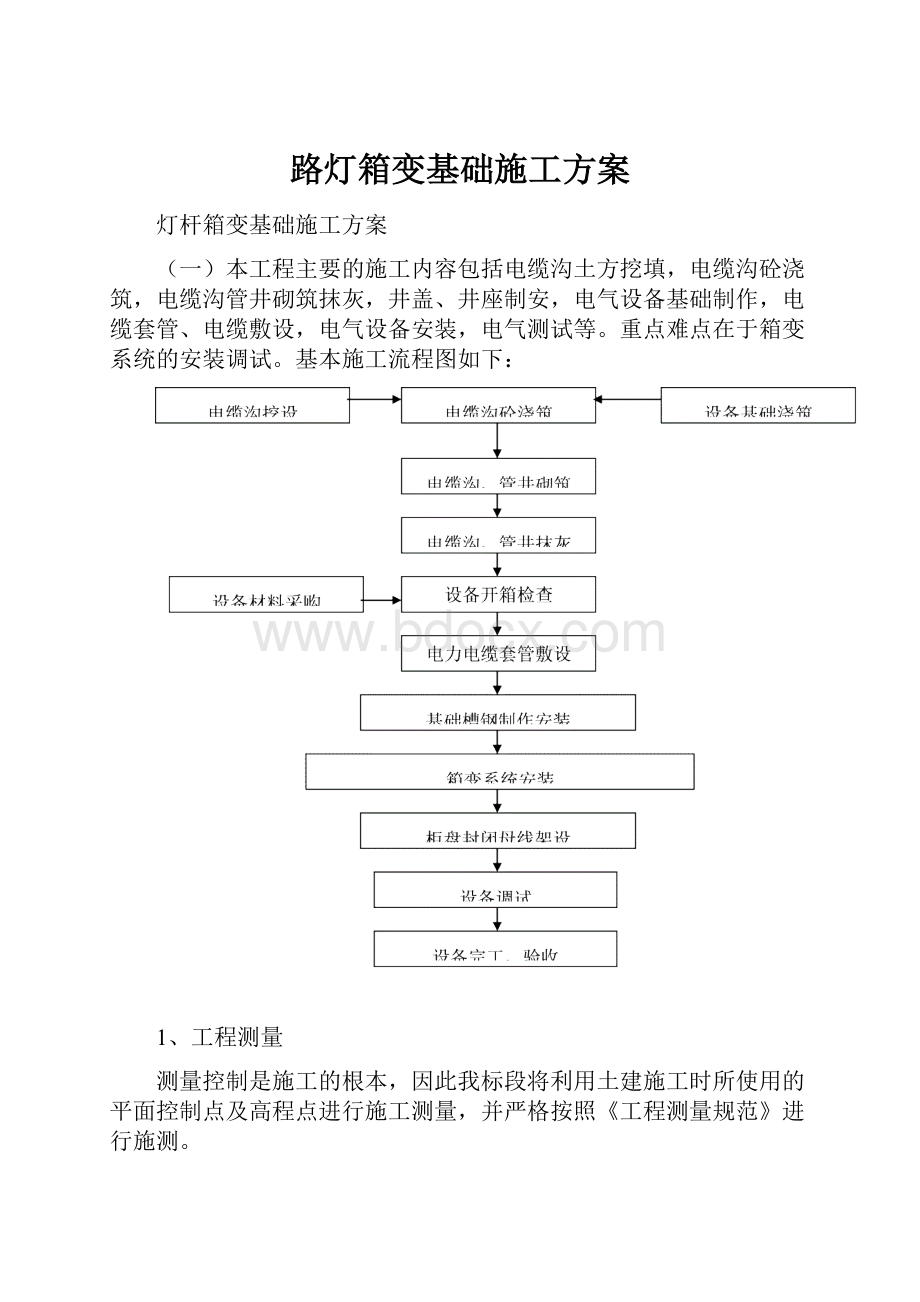 路灯箱变基础施工方案.docx