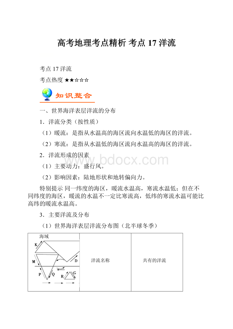 高考地理考点精析 考点17 洋流.docx