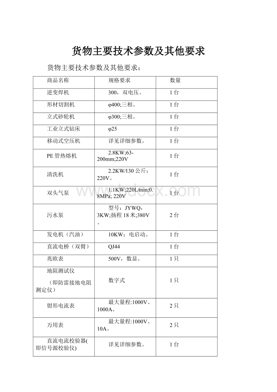 货物主要技术参数及其他要求.docx_第1页