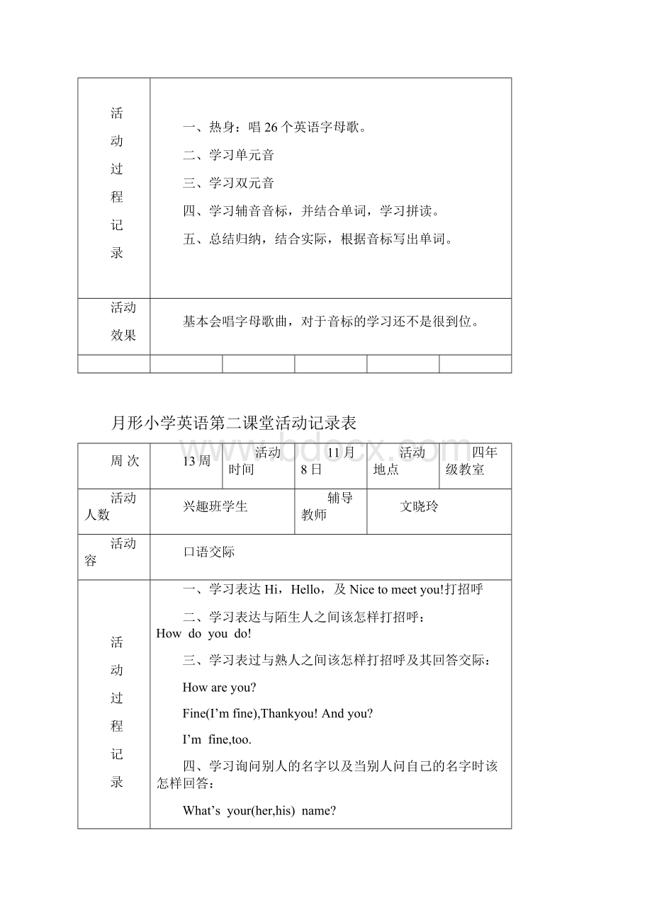 小学英语兴趣小组活动记录1.docx_第2页