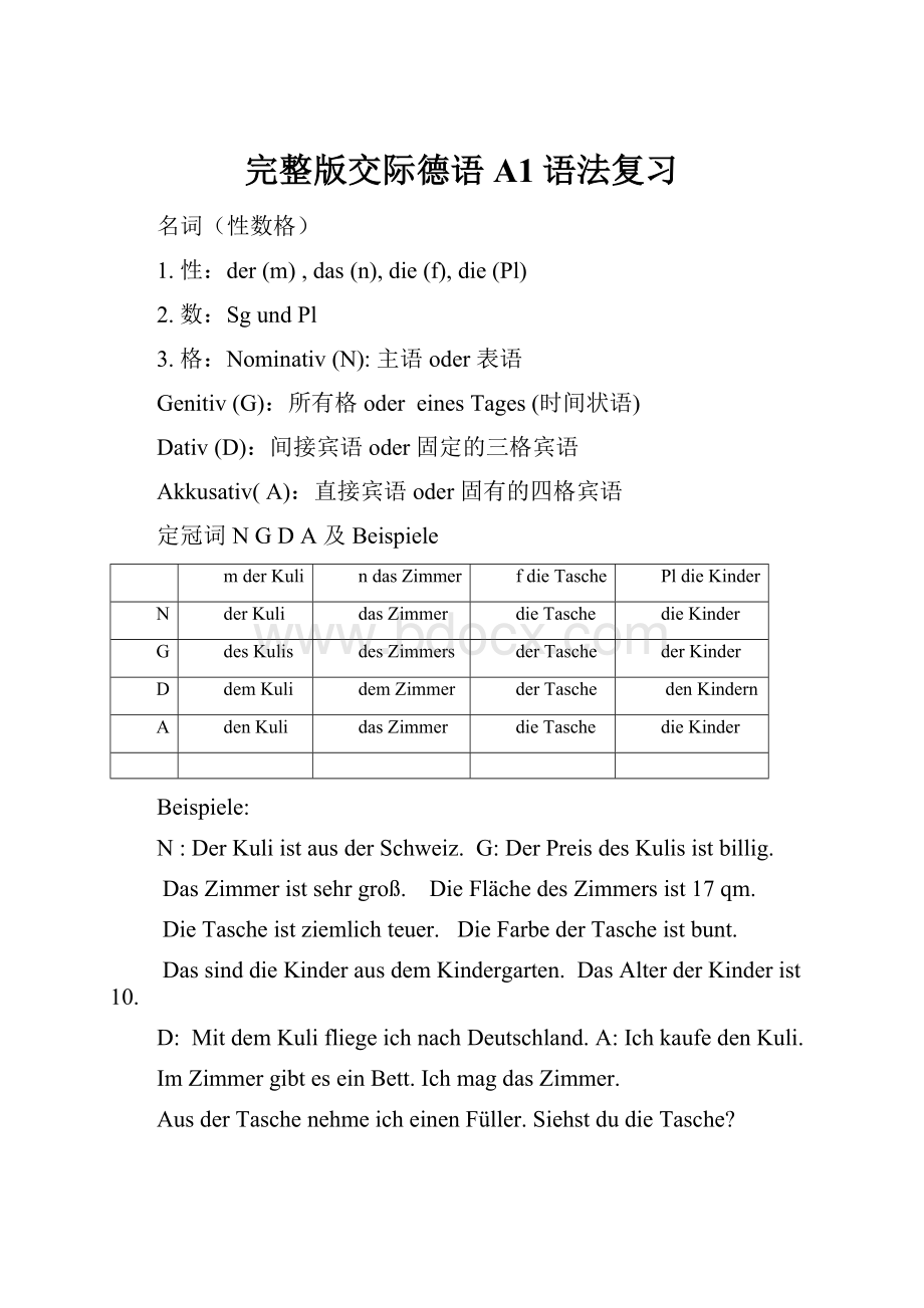 完整版交际德语A1语法复习.docx_第1页