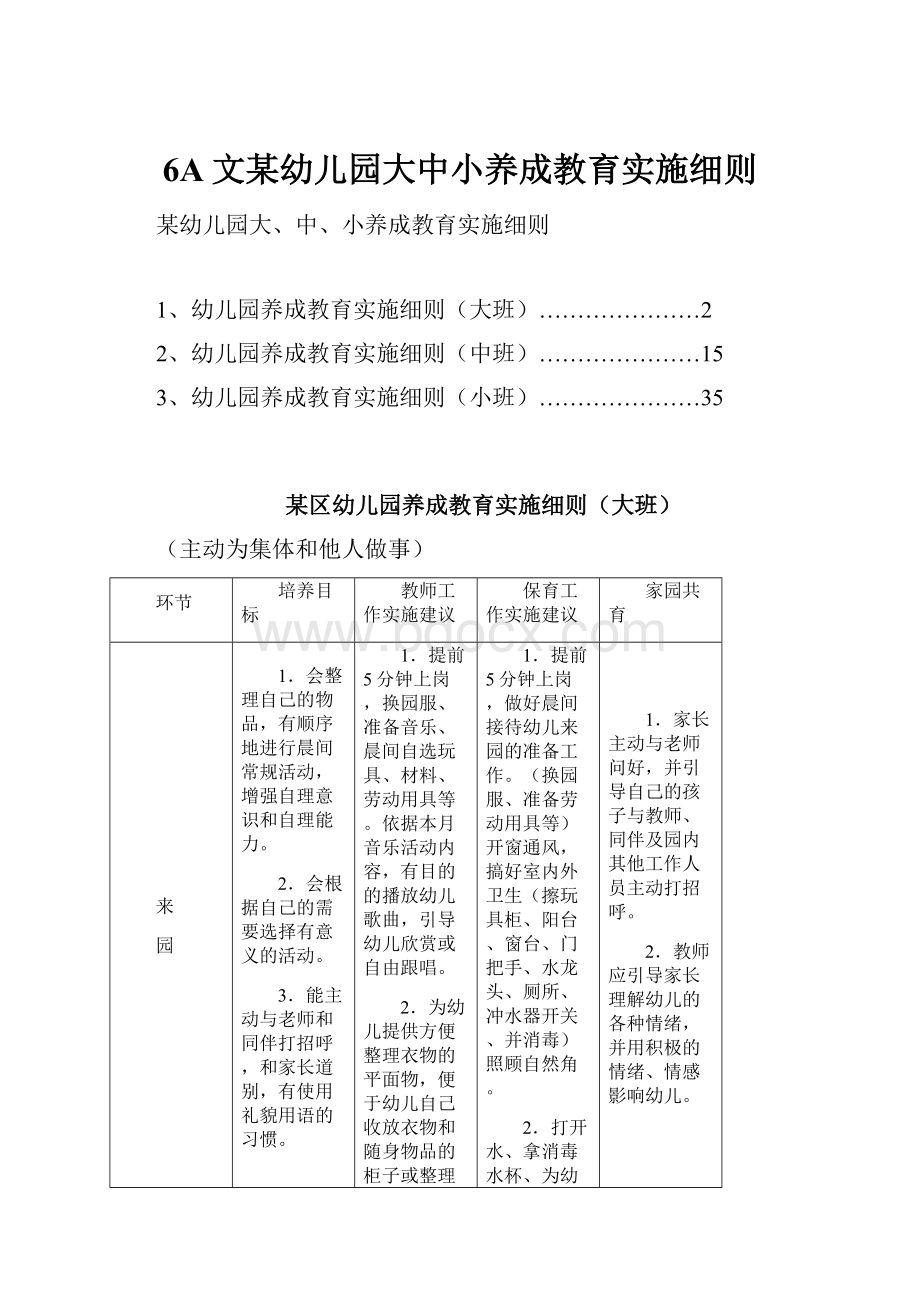 6A文某幼儿园大中小养成教育实施细则.docx_第1页