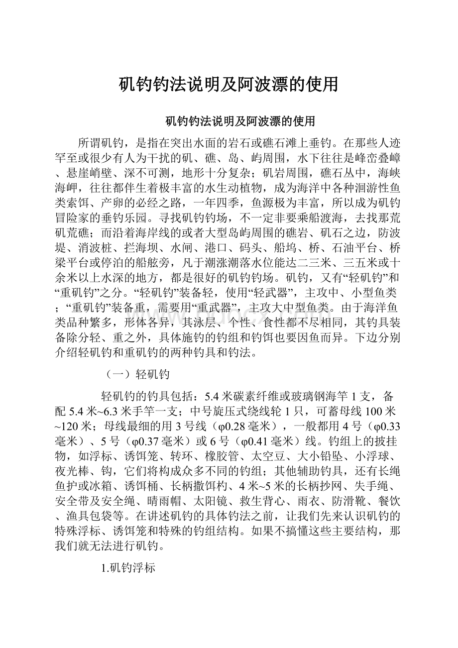 矶钓钓法说明及阿波漂的使用.docx