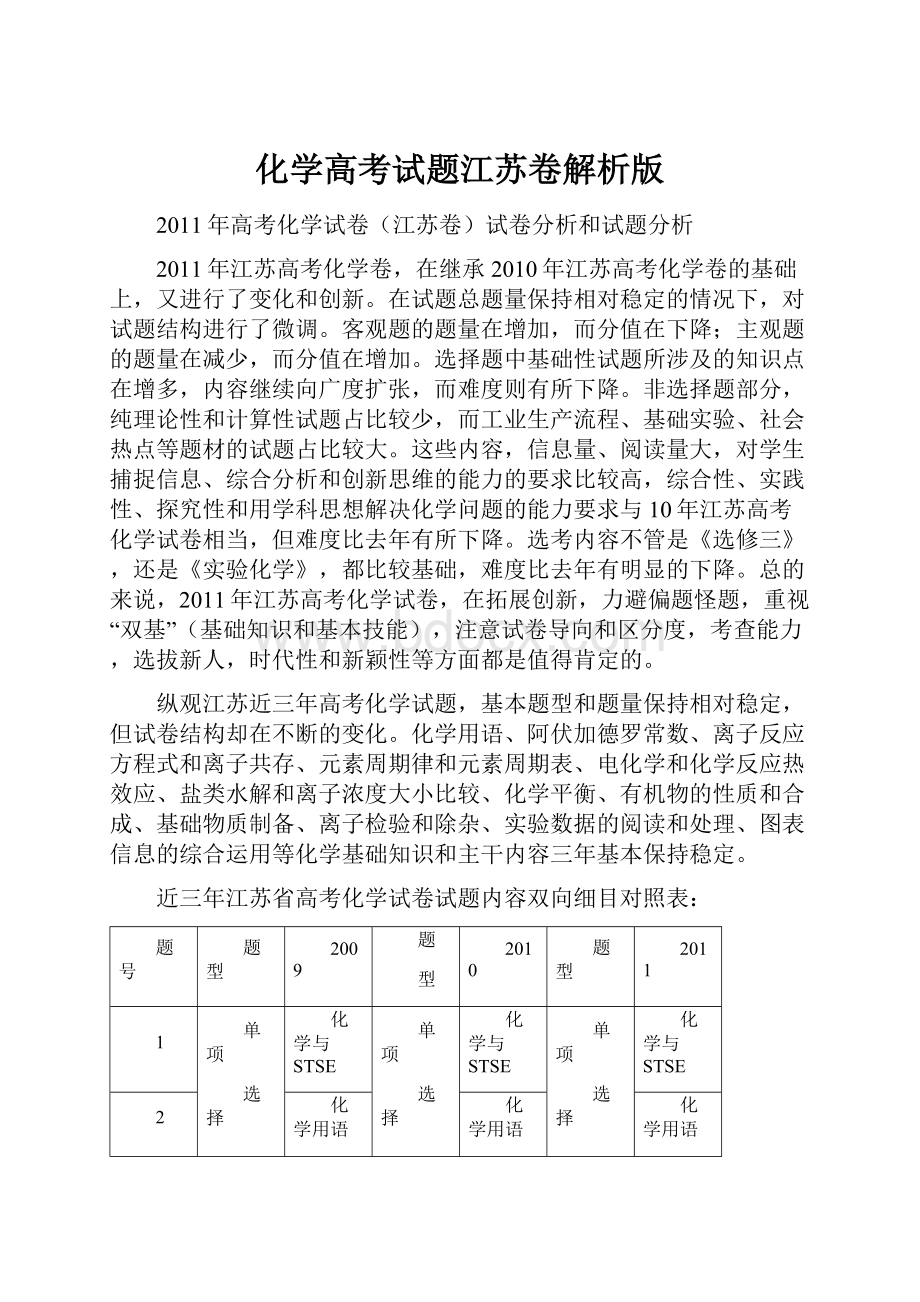 化学高考试题江苏卷解析版.docx