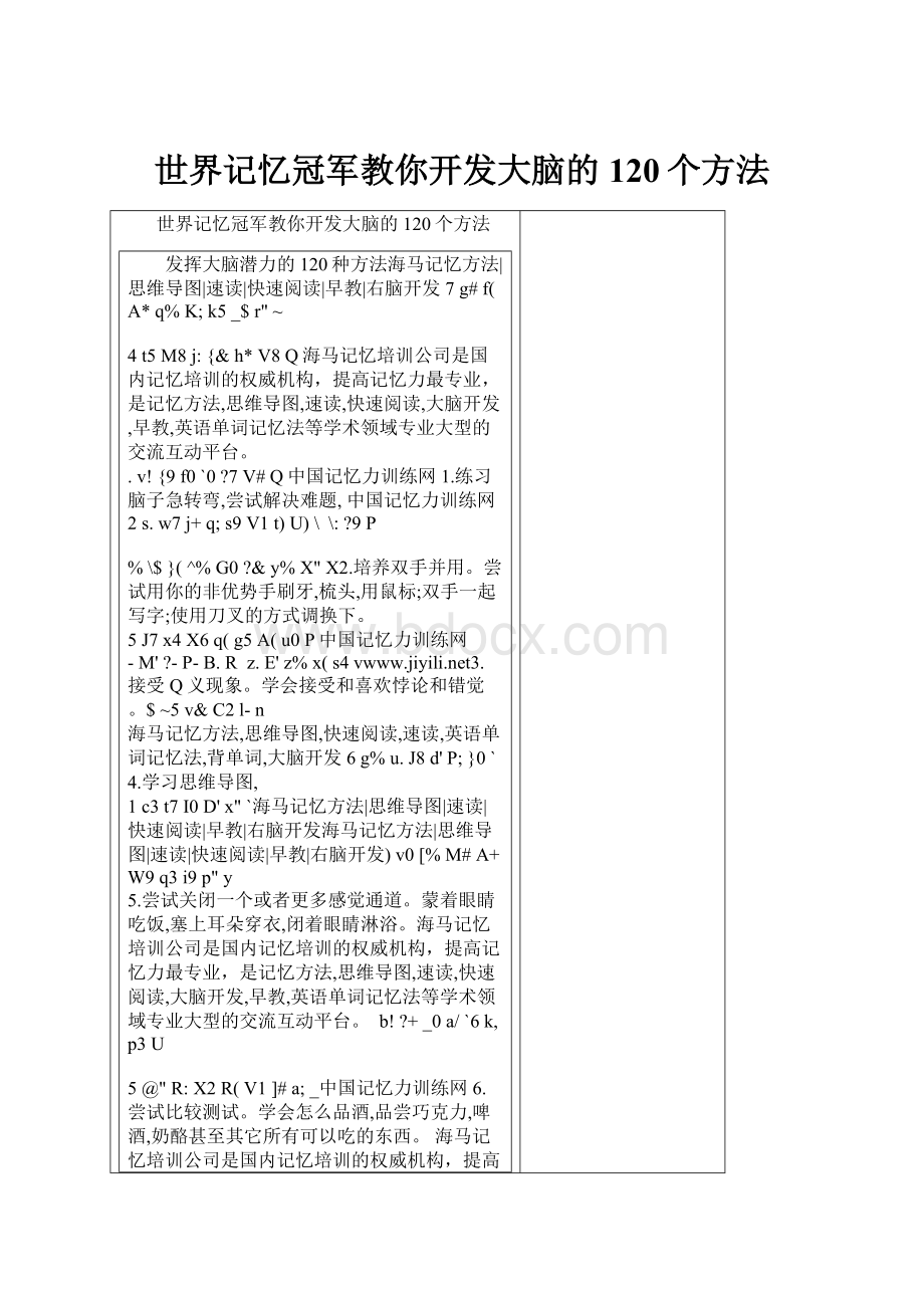 世界记忆冠军教你开发大脑的120个方法.docx