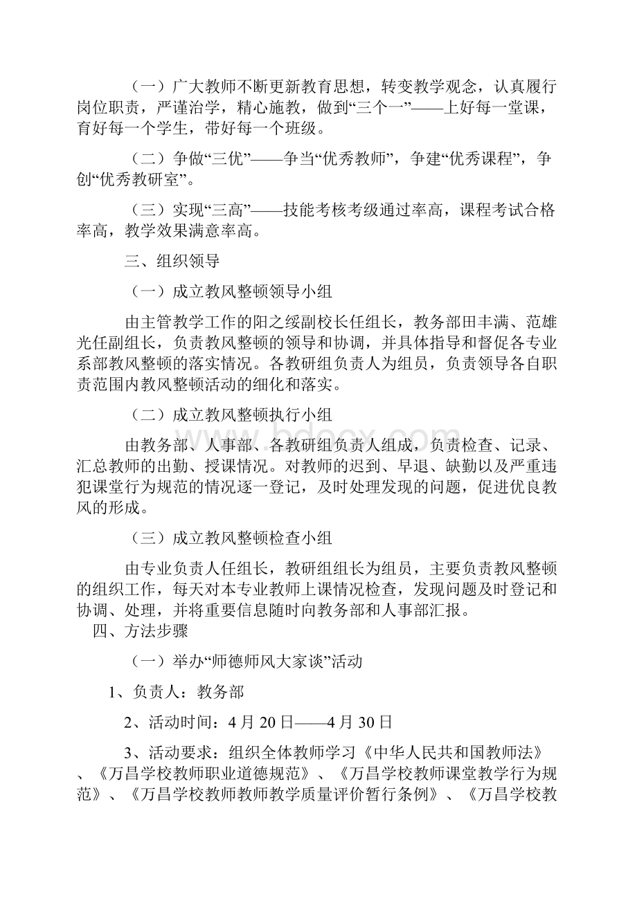 怀化万昌中等专业学校关于开展教风整顿活动的实施方案.docx_第2页