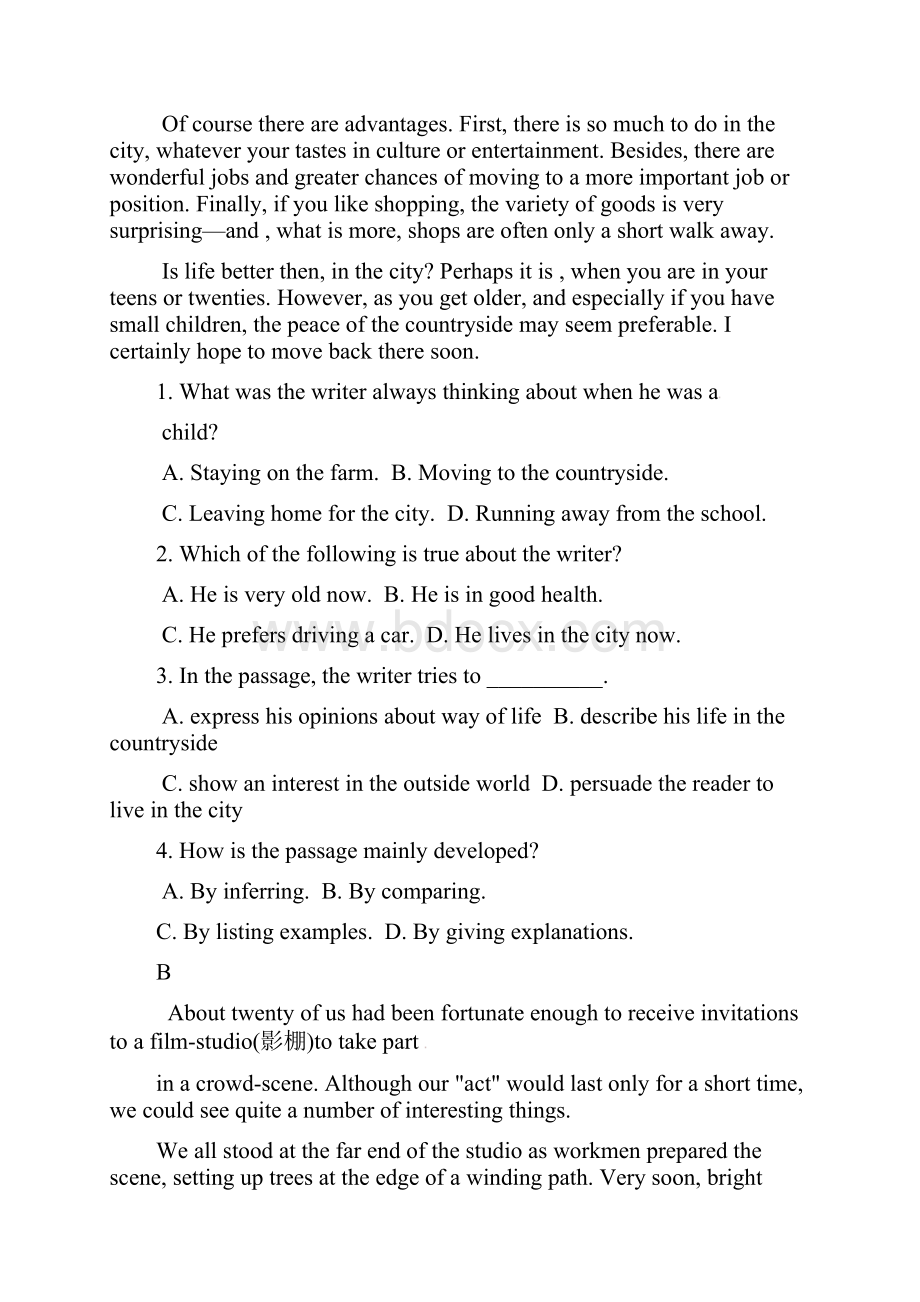 甘肃省武威市高三英语第一次阶段性过关考试试题.docx_第2页