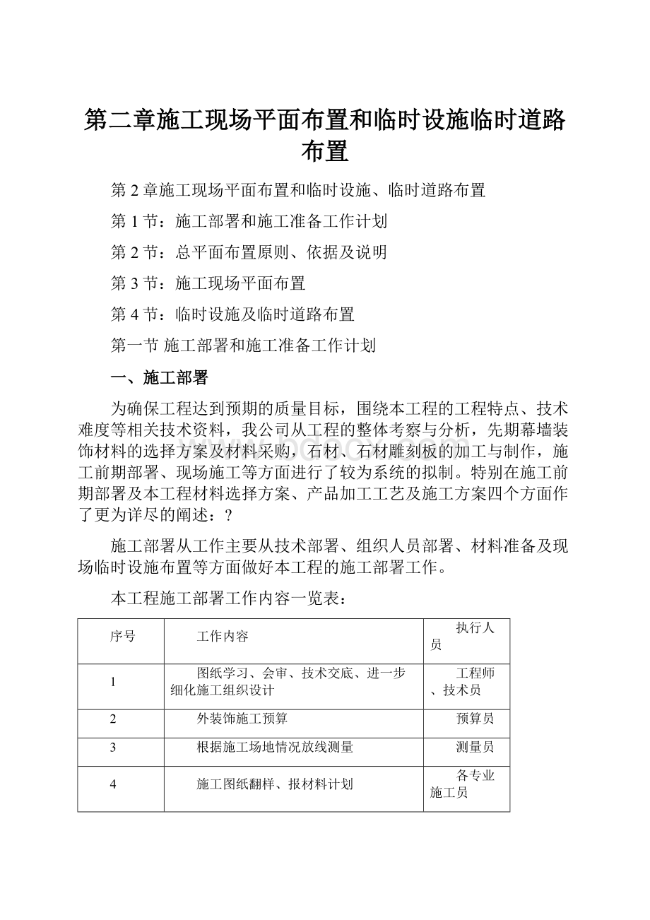 第二章施工现场平面布置和临时设施临时道路布置.docx