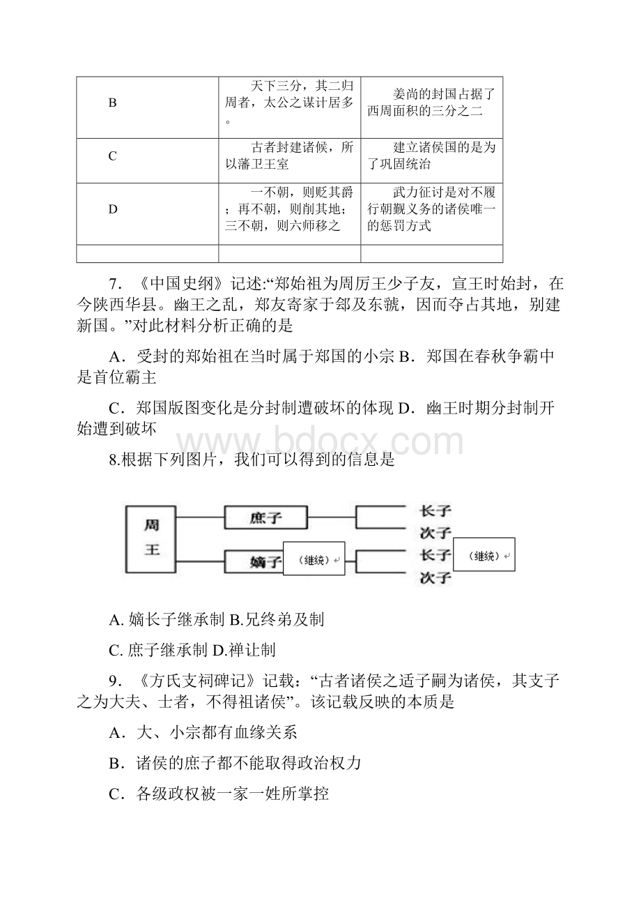 学年高一历史新人教版必修1课后同步练第01课时 夏商西周的政治制度.docx_第3页