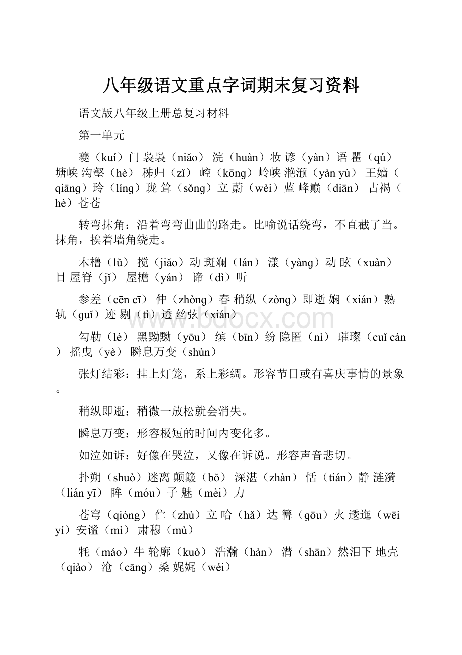 八年级语文重点字词期末复习资料.docx