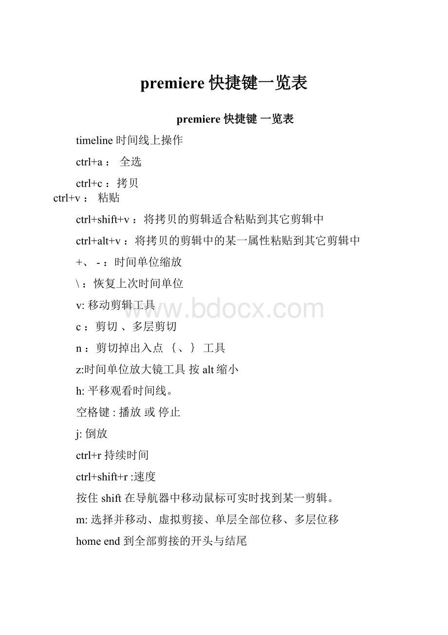 premiere快捷键一览表.docx_第1页