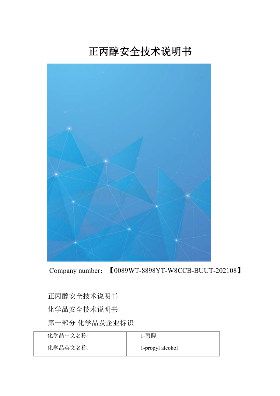 正丙醇安全技术说明书.docx_第1页