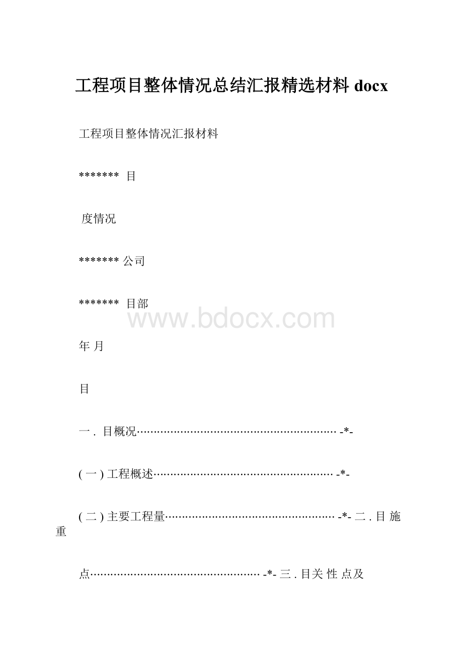 工程项目整体情况总结汇报精选材料docx.docx_第1页