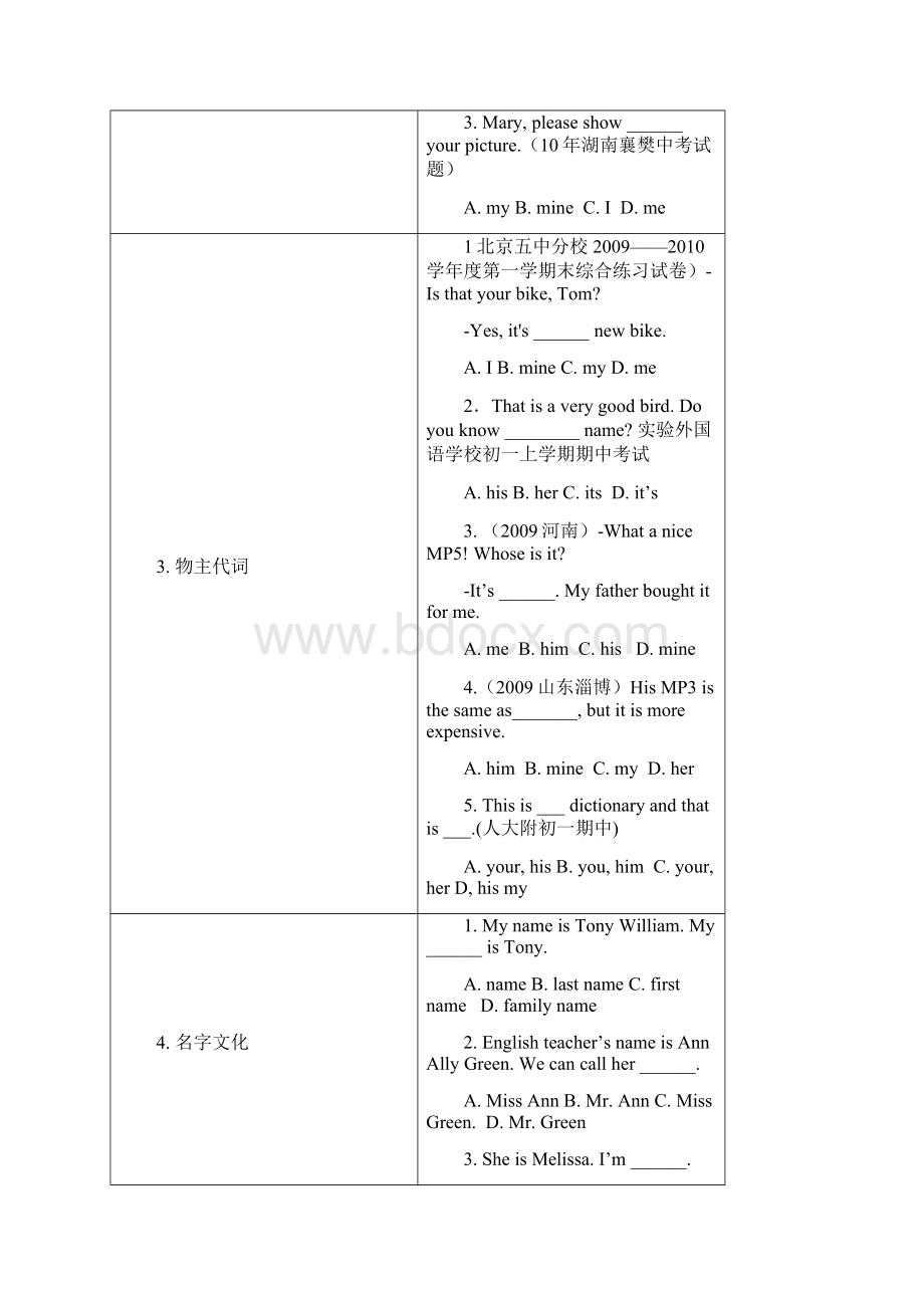 答案版新东方优能中学初一期中必备知识点答案.docx_第2页