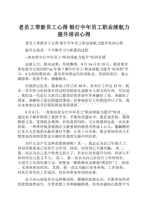 老员工带新员工心得 银行中年员工职业续航力提升培训心得.docx