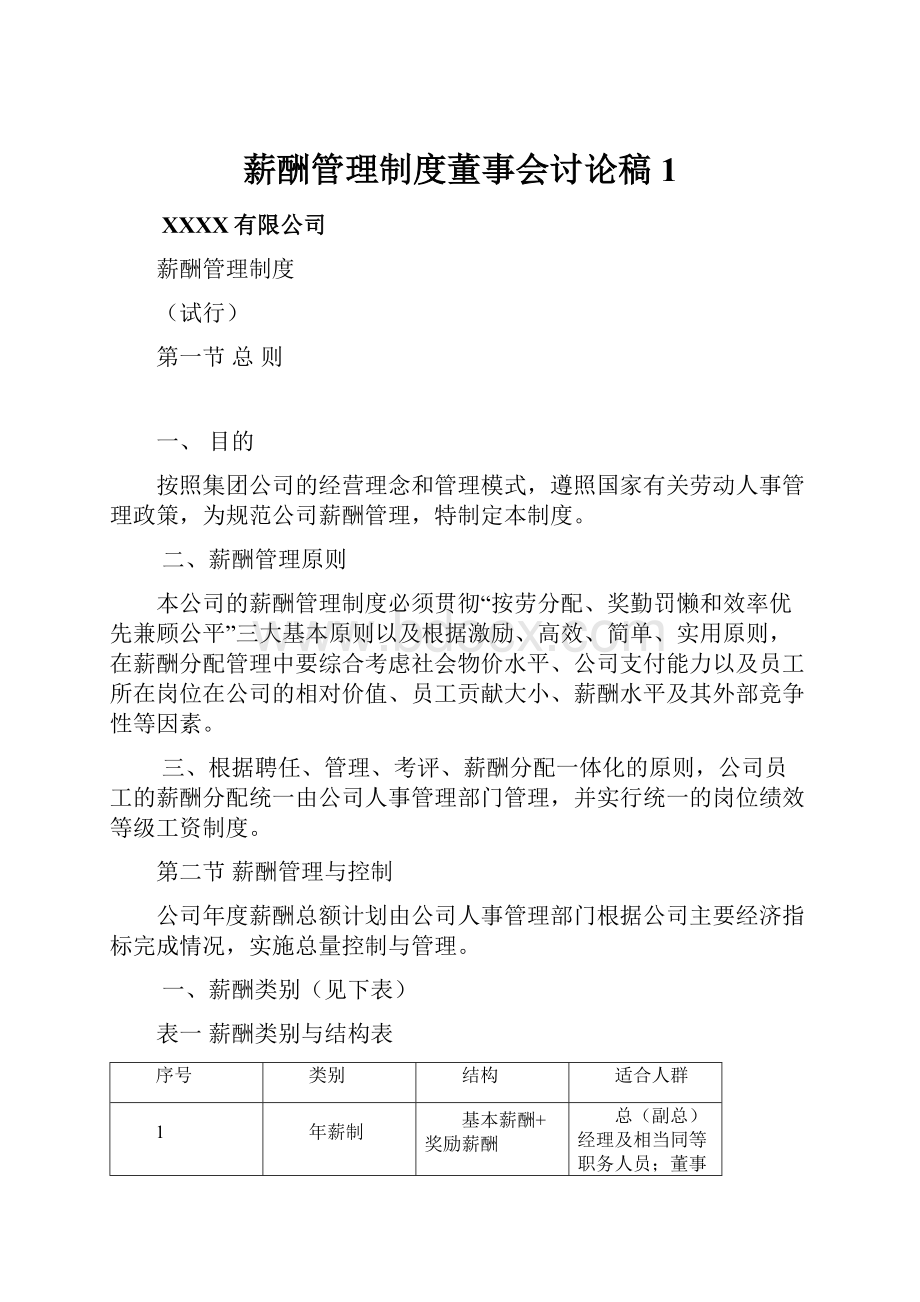 薪酬管理制度董事会讨论稿1.docx