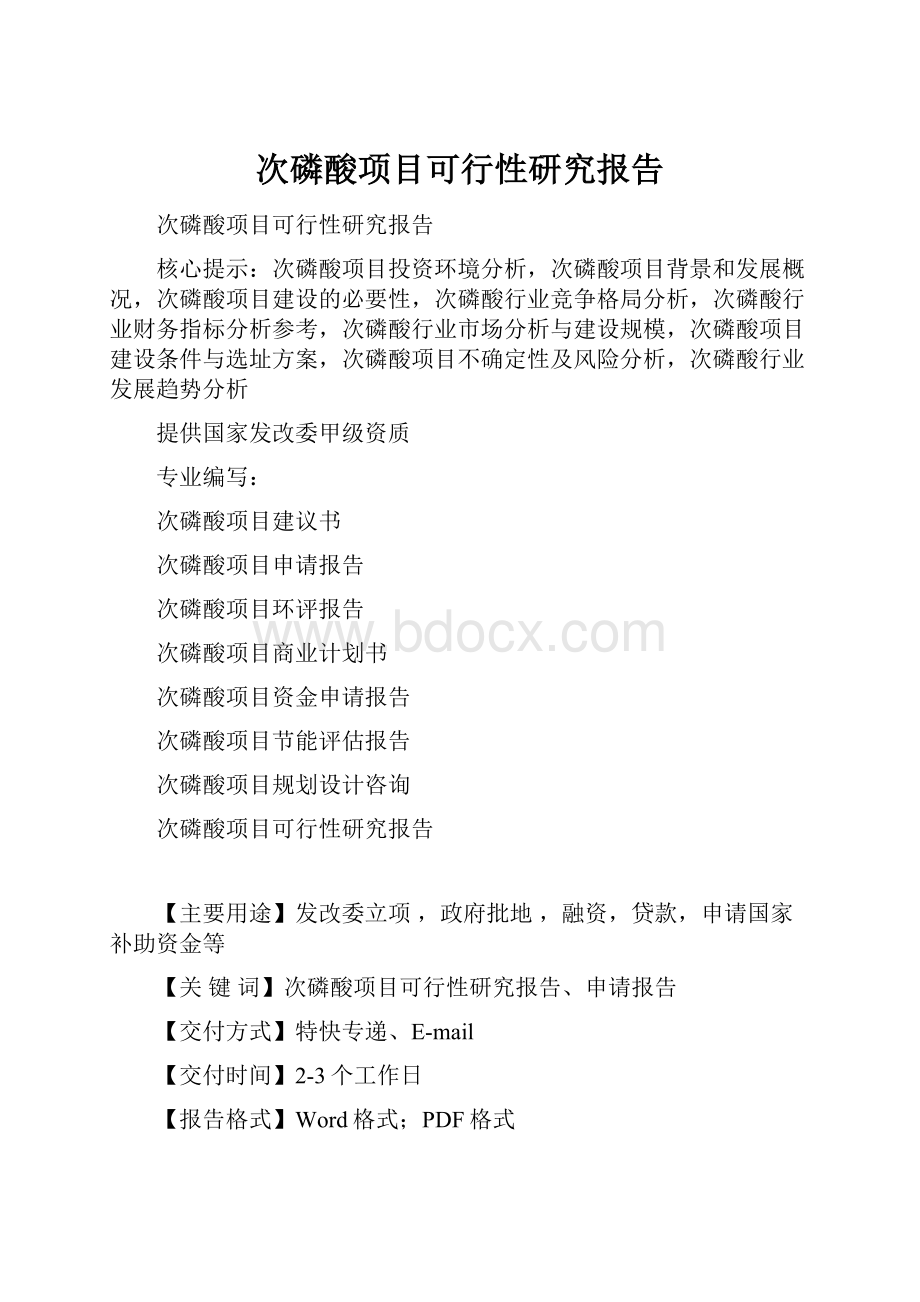 次磷酸项目可行性研究报告.docx_第1页