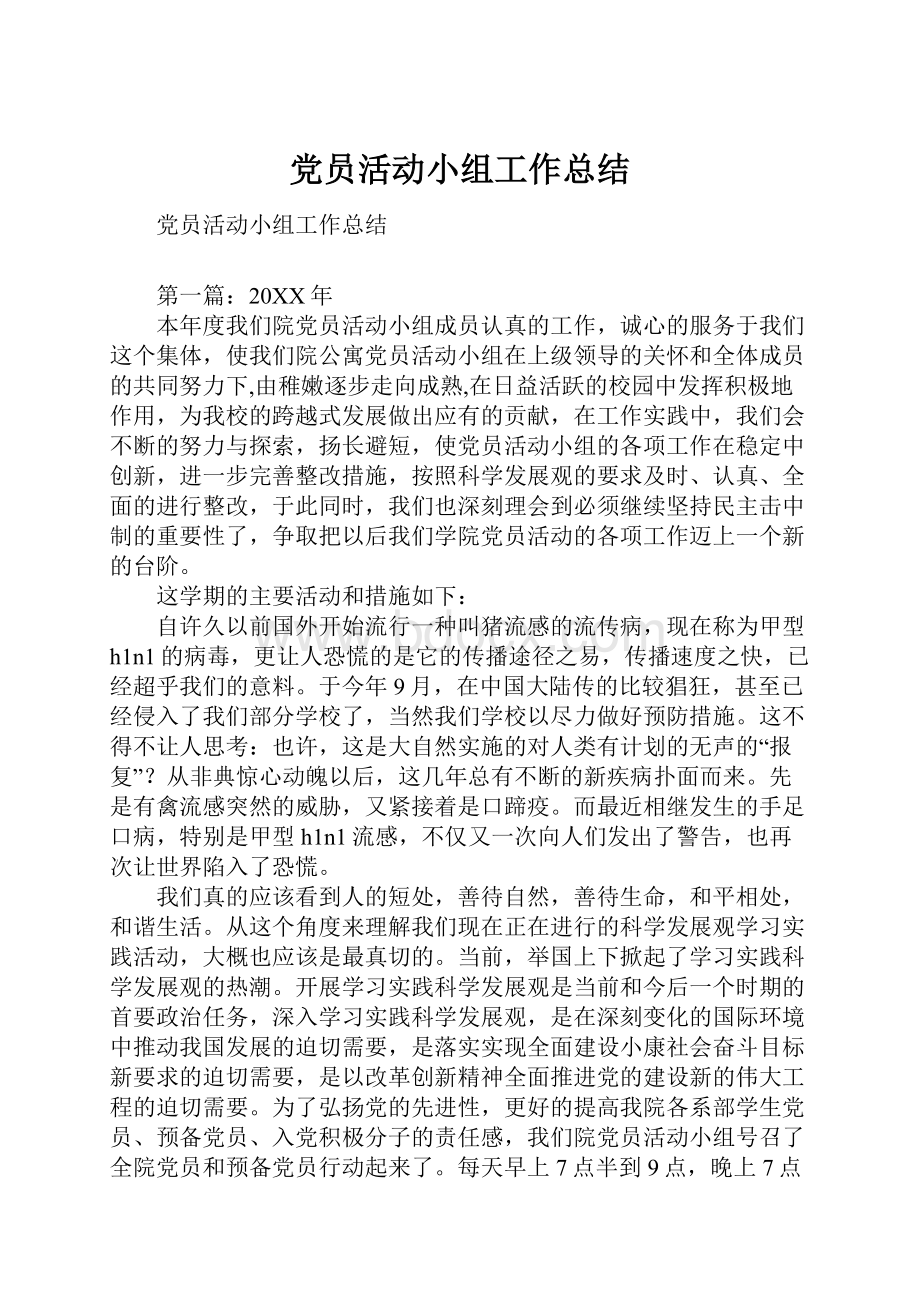 党员活动小组工作总结.docx_第1页