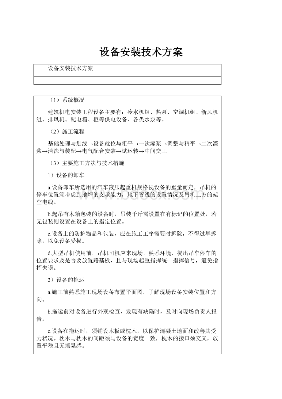 设备安装技术方案.docx