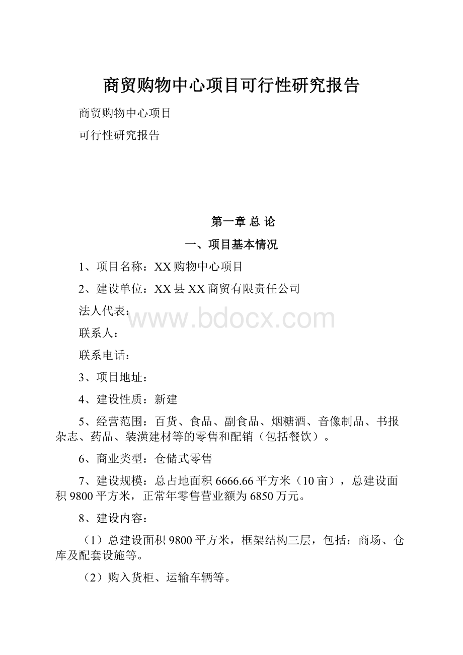 商贸购物中心项目可行性研究报告.docx