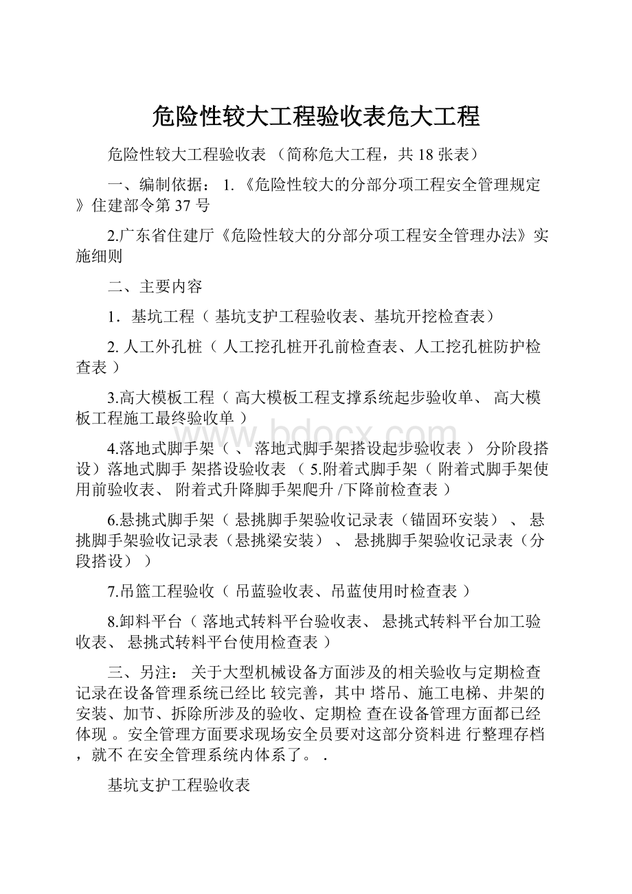 危险性较大工程验收表危大工程.docx