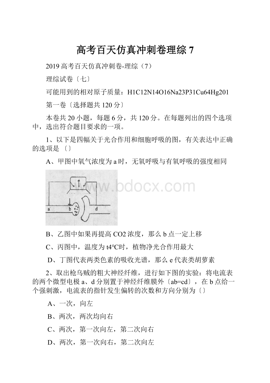 高考百天仿真冲刺卷理综7.docx_第1页