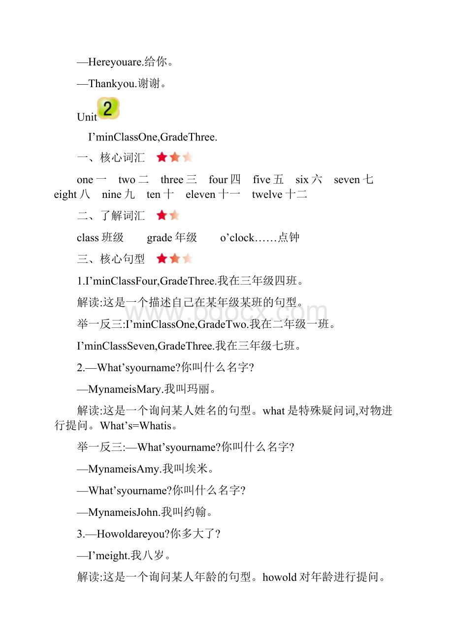 学年人教精通版三年级英语第二学期全册单元知识点归纳与整理.docx_第3页