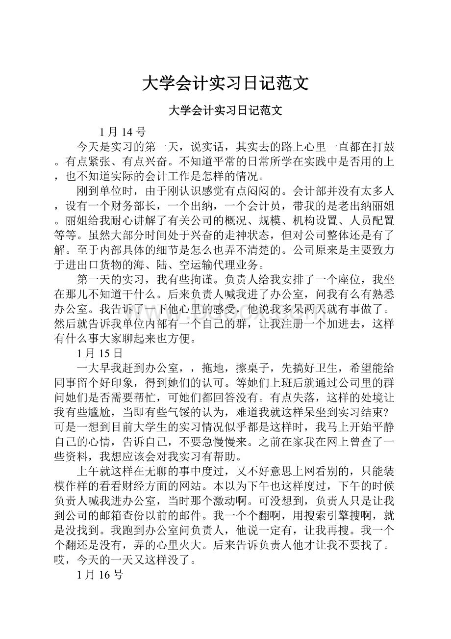 大学会计实习日记范文.docx