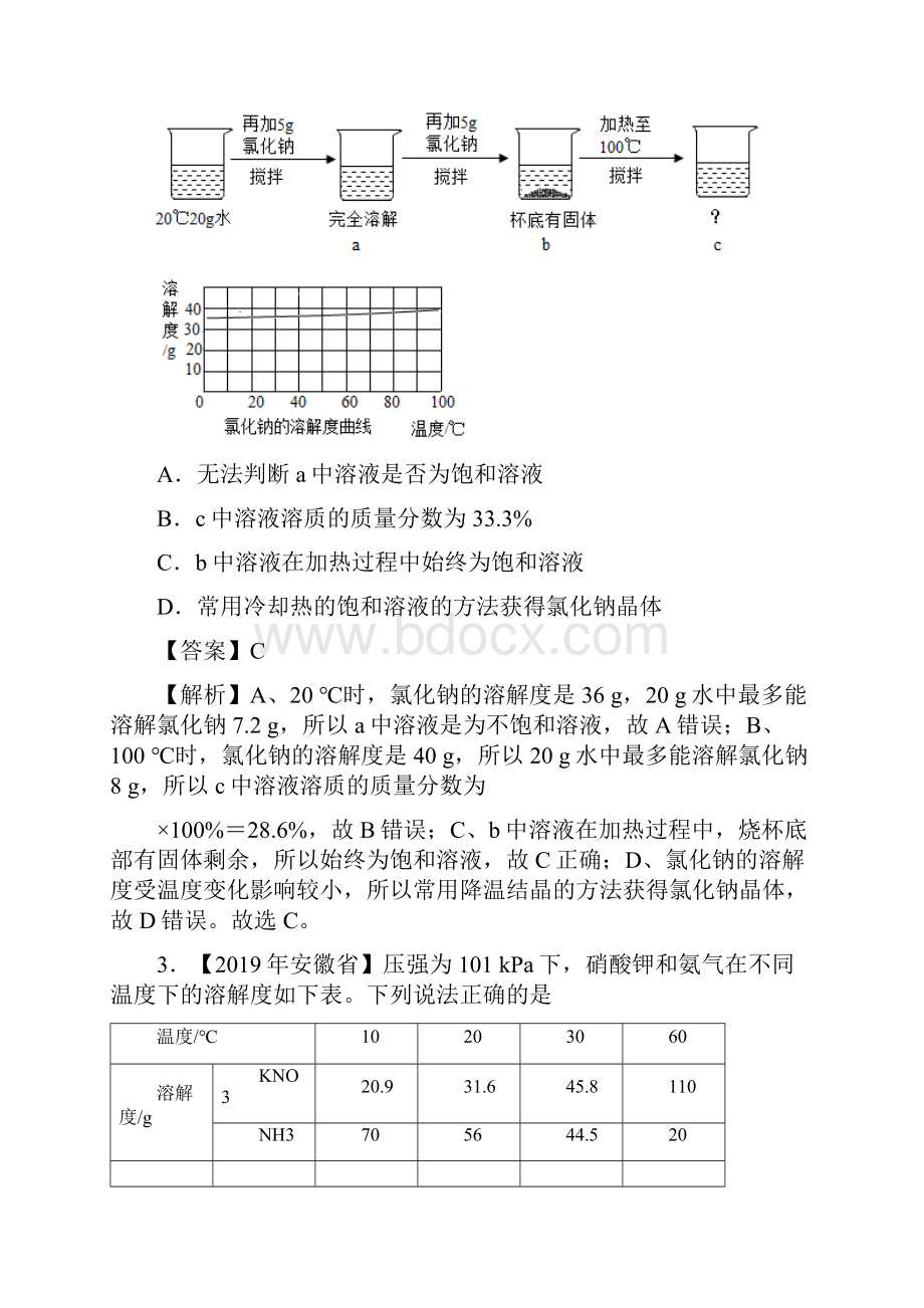 中考真题化学真题分类汇编专题18 溶解度及其应用.docx_第2页