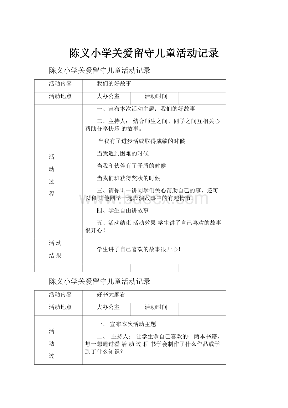 陈义小学关爱留守儿童活动记录.docx_第1页