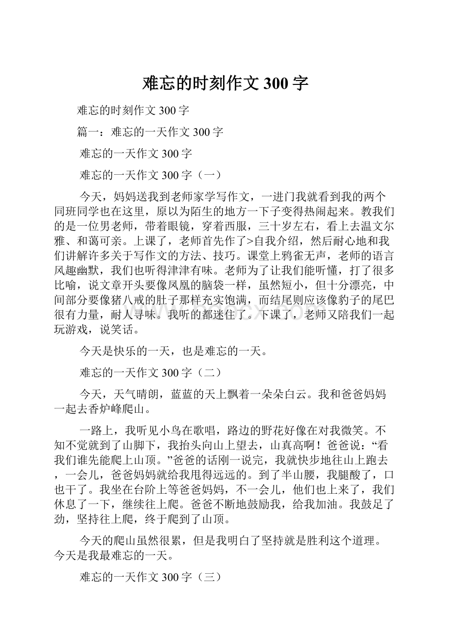 难忘的时刻作文300字.docx