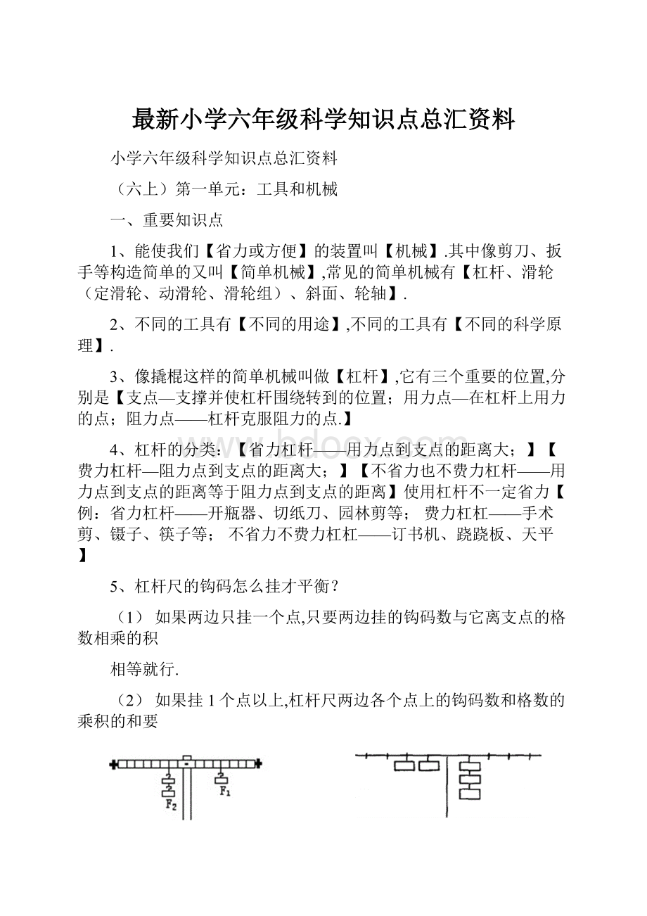 最新小学六年级科学知识点总汇资料.docx