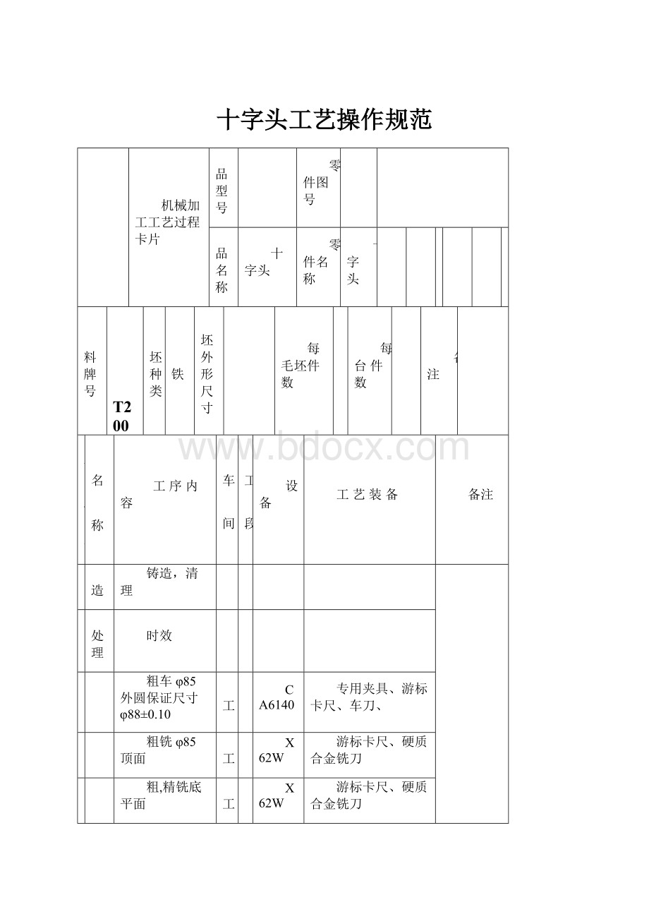 十字头工艺操作规范.docx