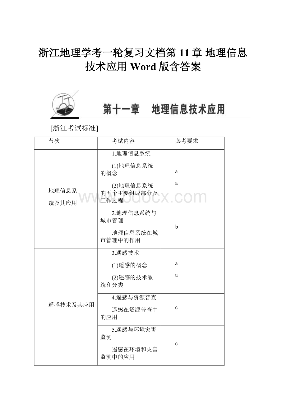 浙江地理学考一轮复习文档第11章 地理信息技术应用 Word版含答案.docx