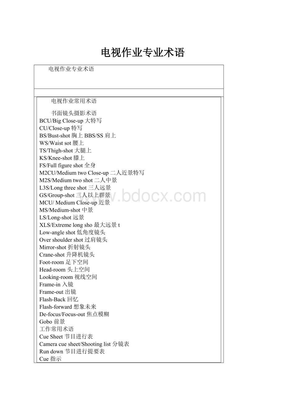 电视作业专业术语.docx_第1页