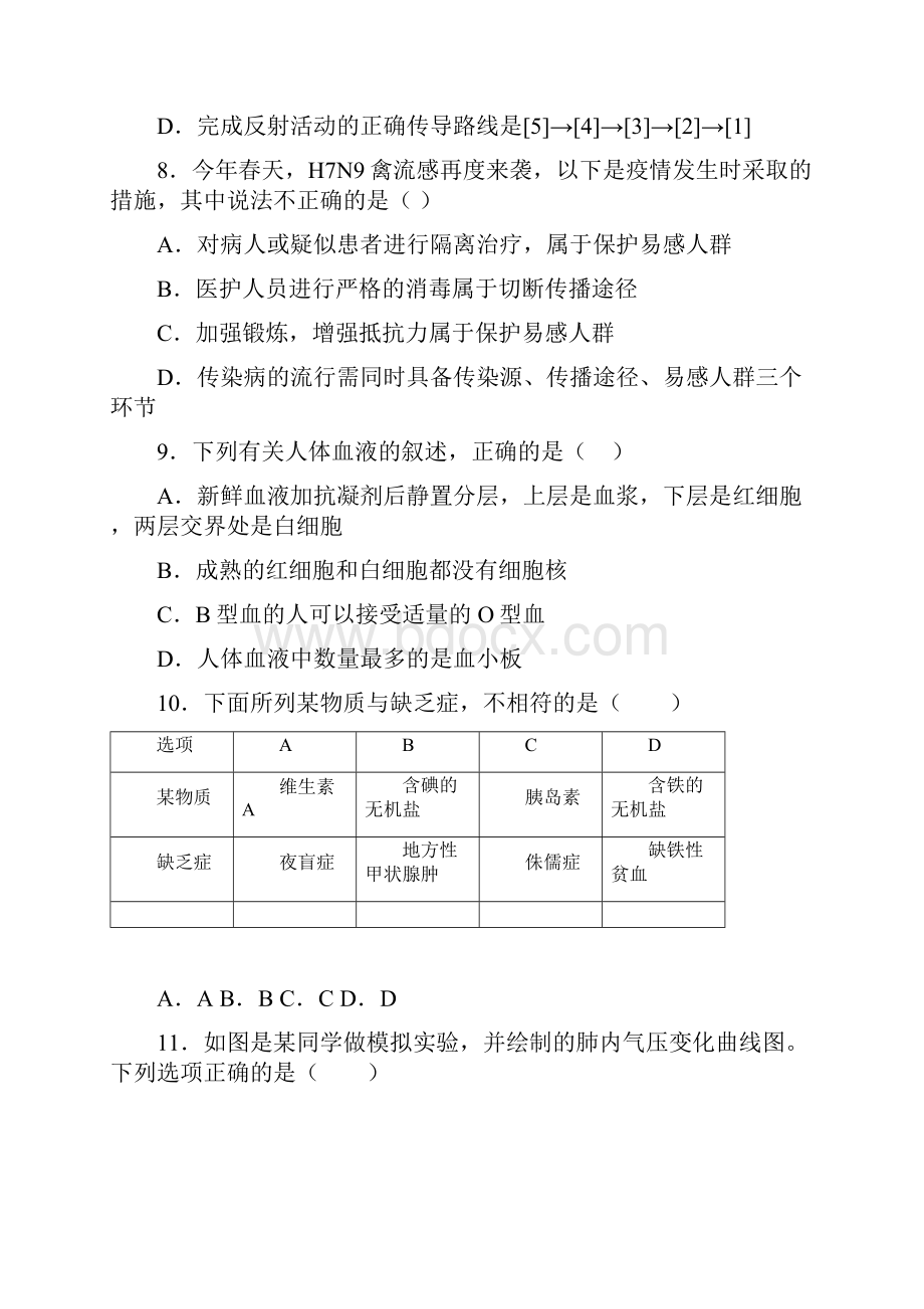 山东省潍坊市届九年级中考备战触雷回炉卷生物试题.docx_第3页