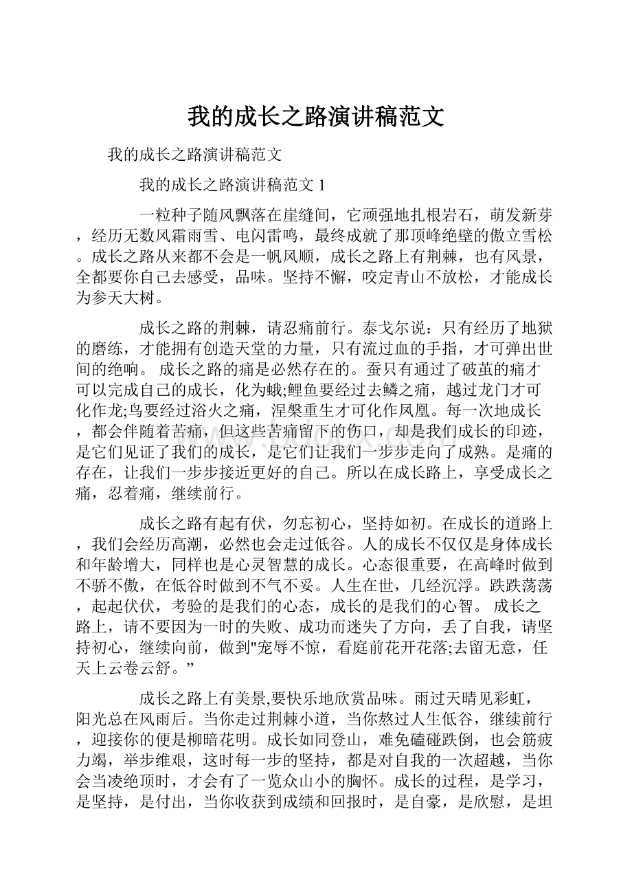 我的成长之路演讲稿范文.docx_第1页