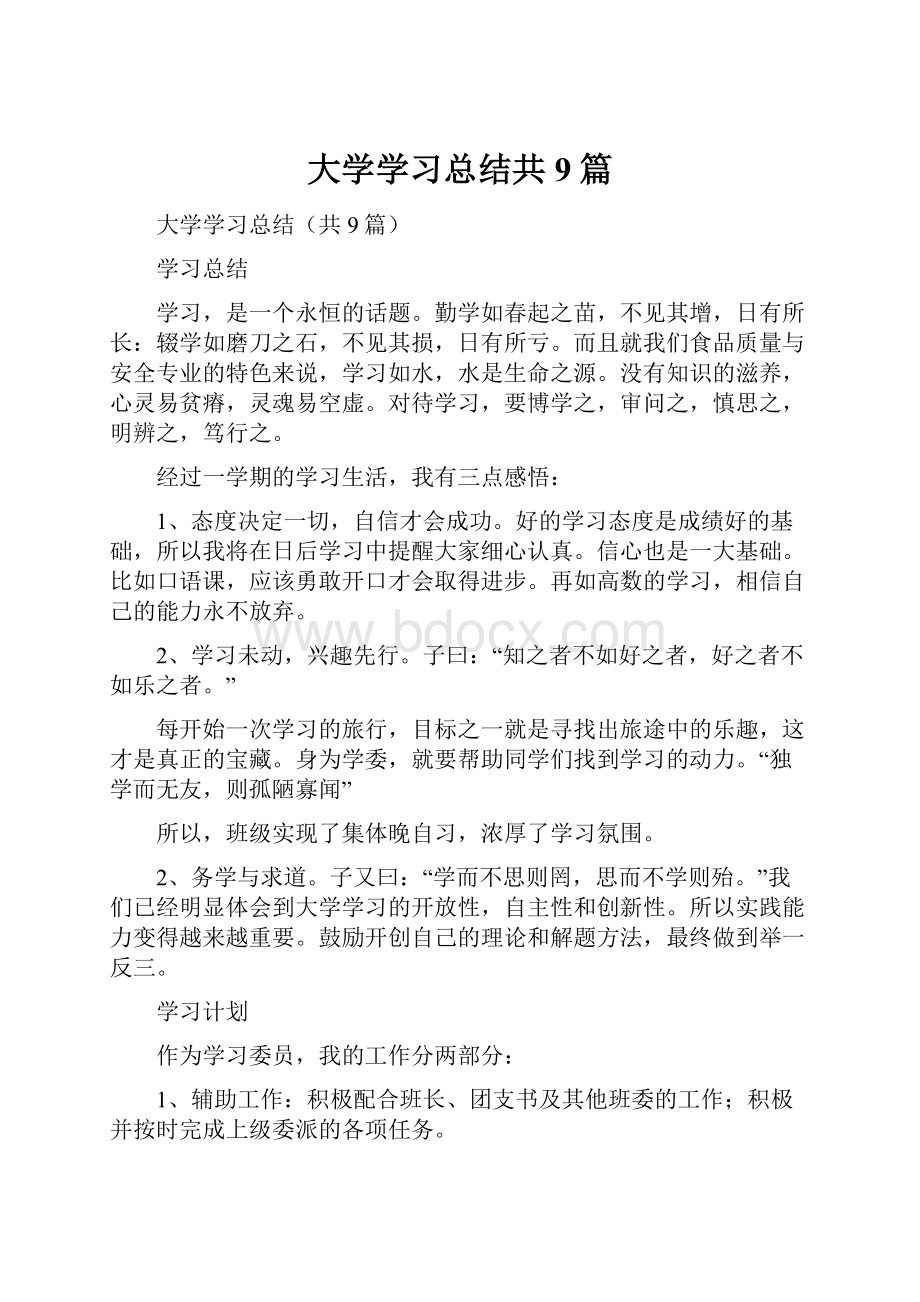 大学学习总结共9篇.docx_第1页