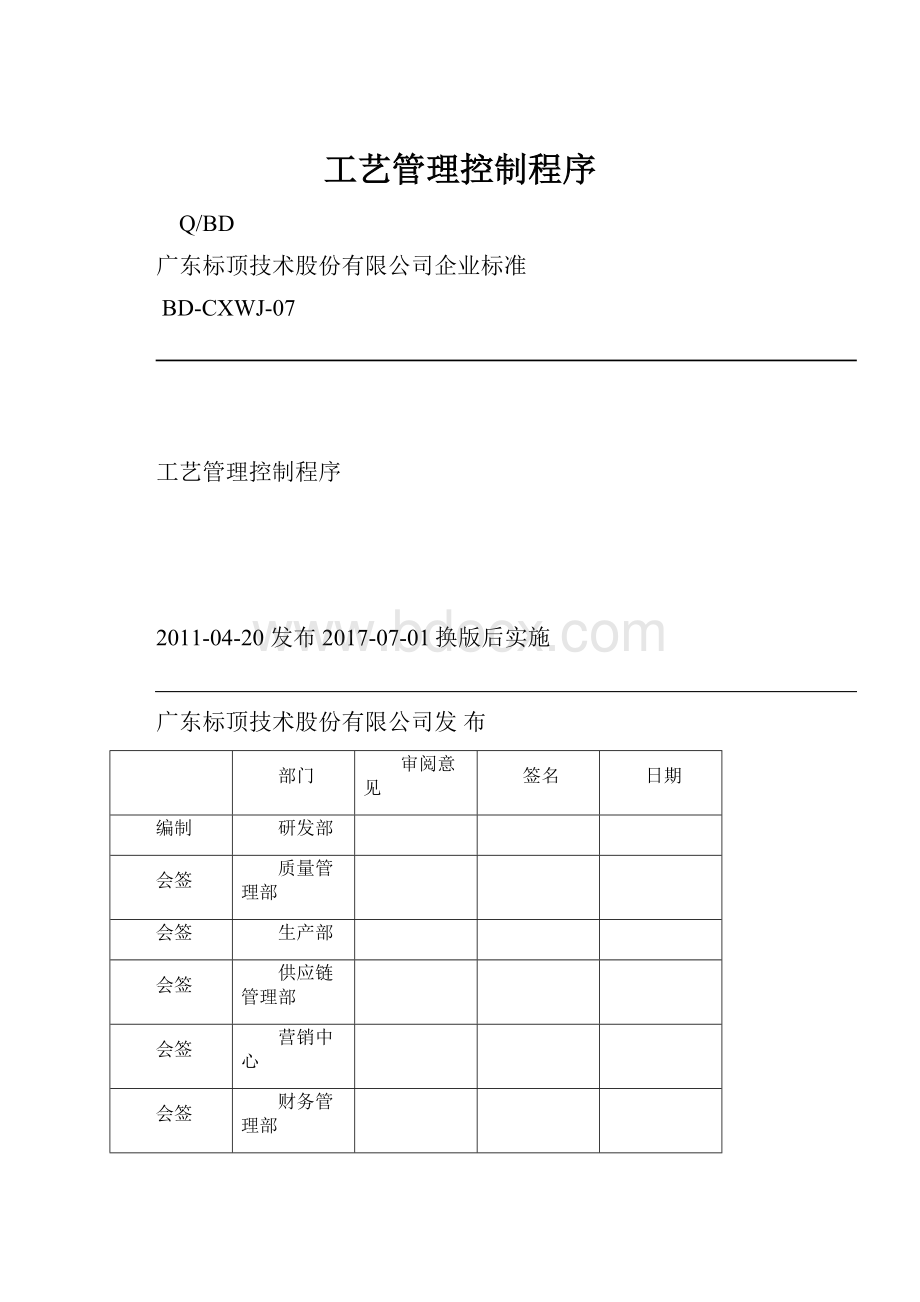 工艺管理控制程序.docx_第1页