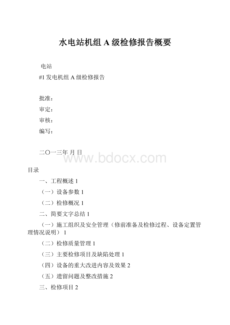 水电站机组A级检修报告概要.docx