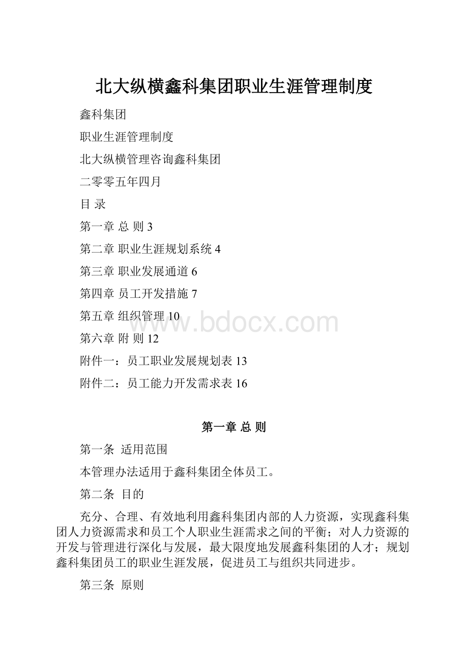 北大纵横鑫科集团职业生涯管理制度.docx_第1页