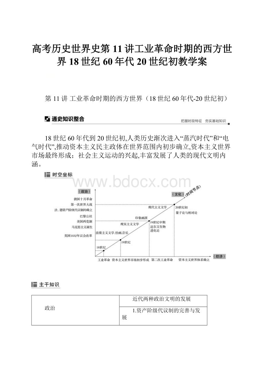 高考历史世界史第11讲工业革命时期的西方世界18世纪60年代20世纪初教学案.docx