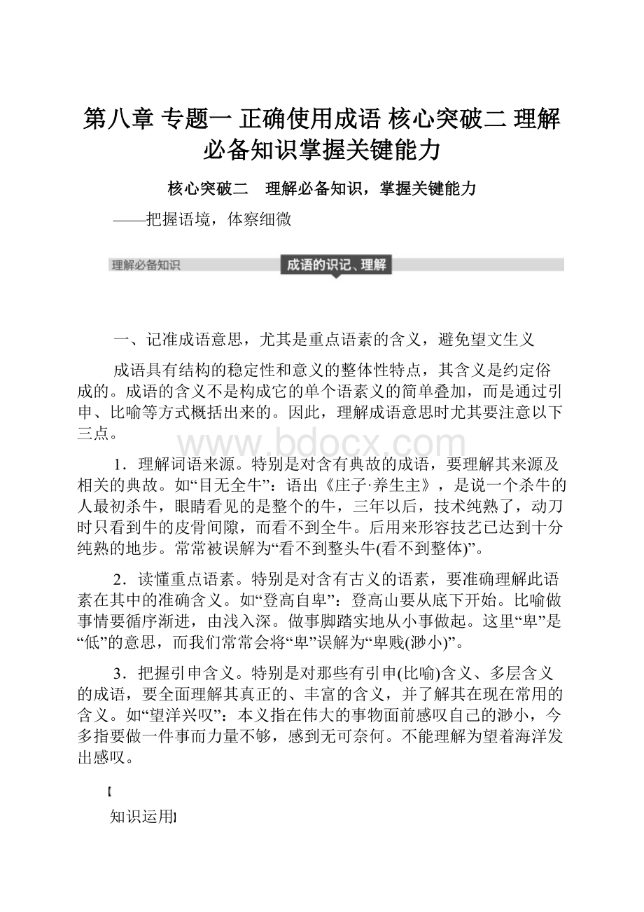 第八章 专题一 正确使用成语 核心突破二 理解必备知识掌握关键能力.docx