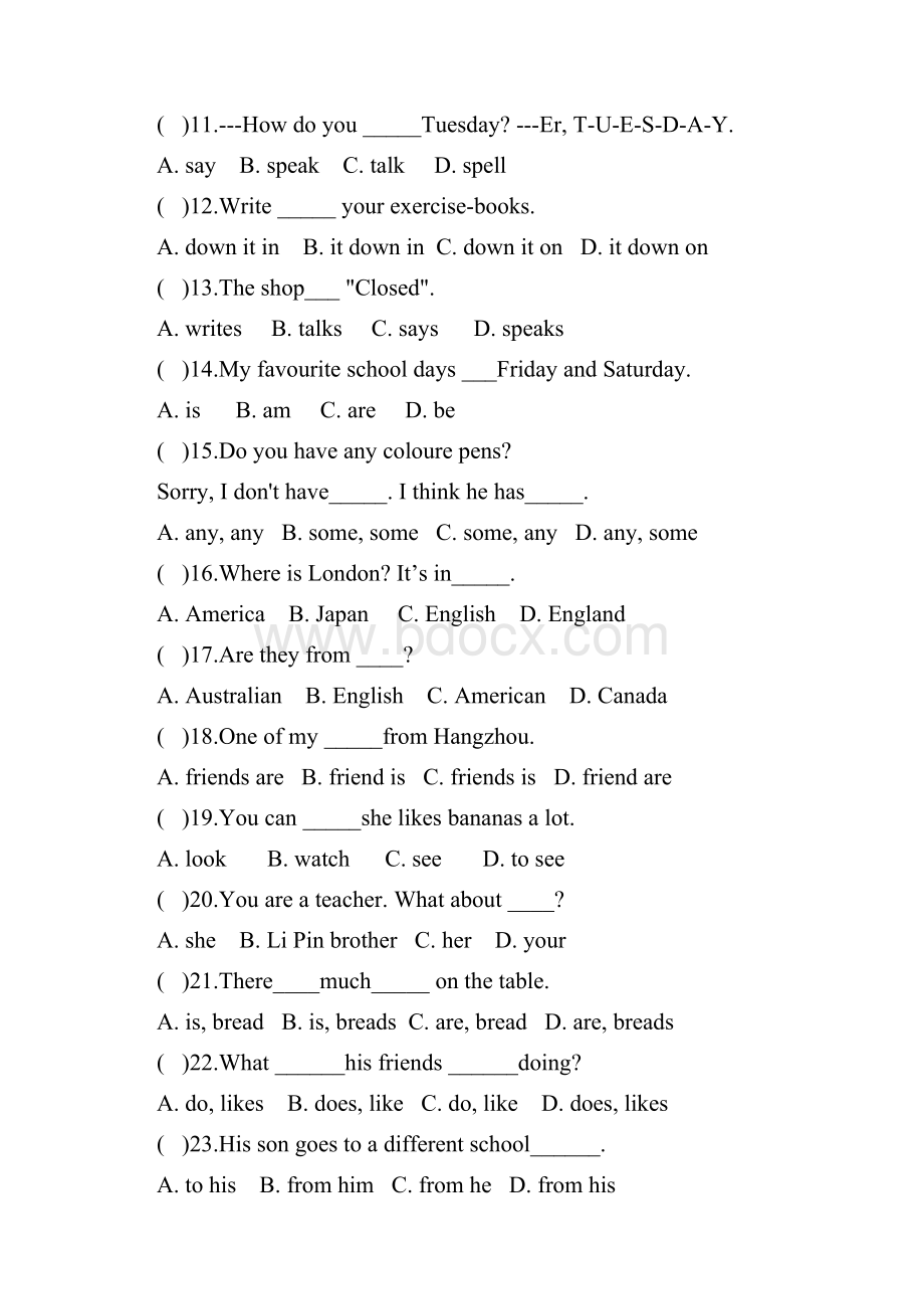 小升初英语单选100道精选题内附答案+解析 2精品.docx_第2页