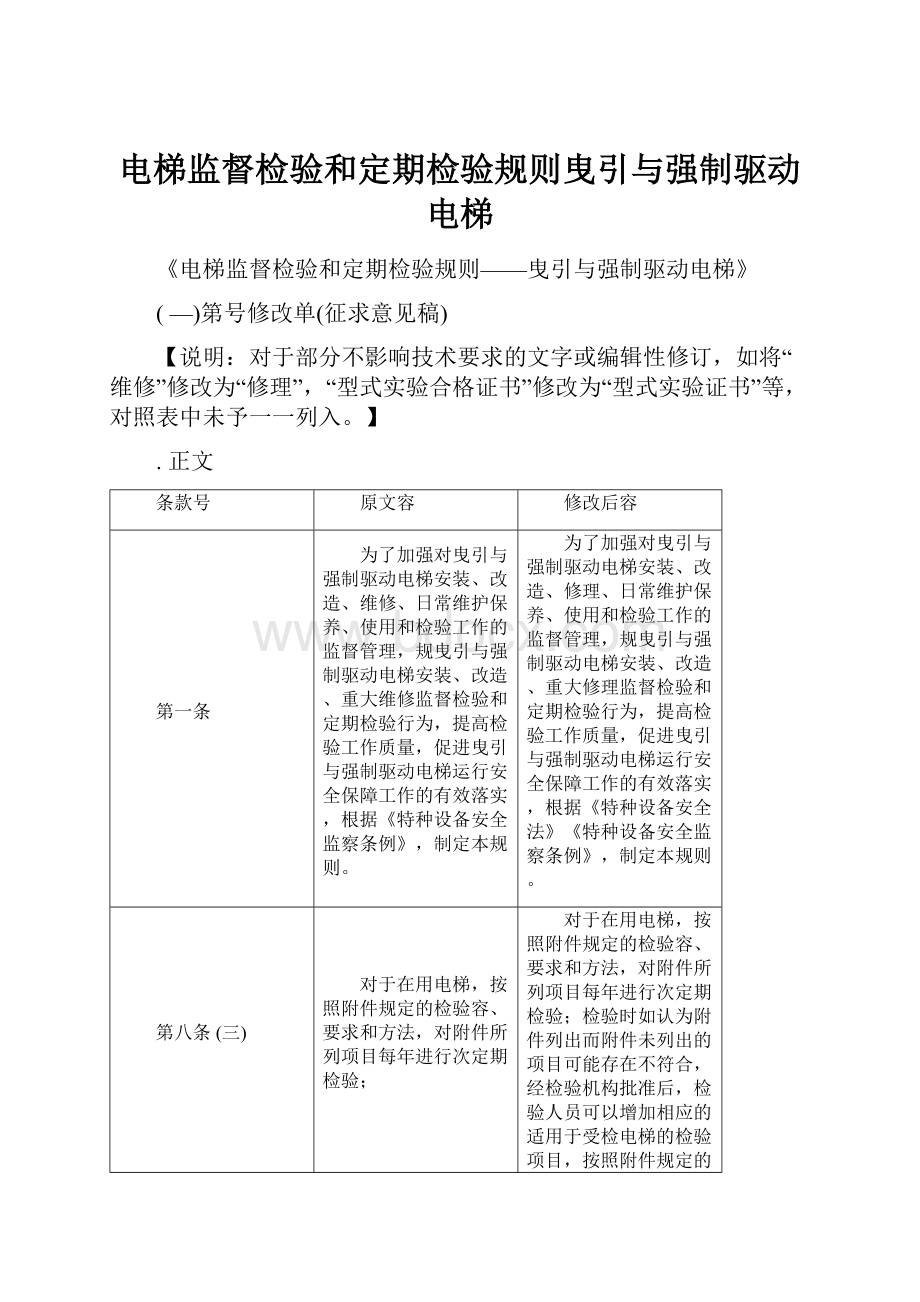 电梯监督检验和定期检验规则曳引与强制驱动电梯.docx