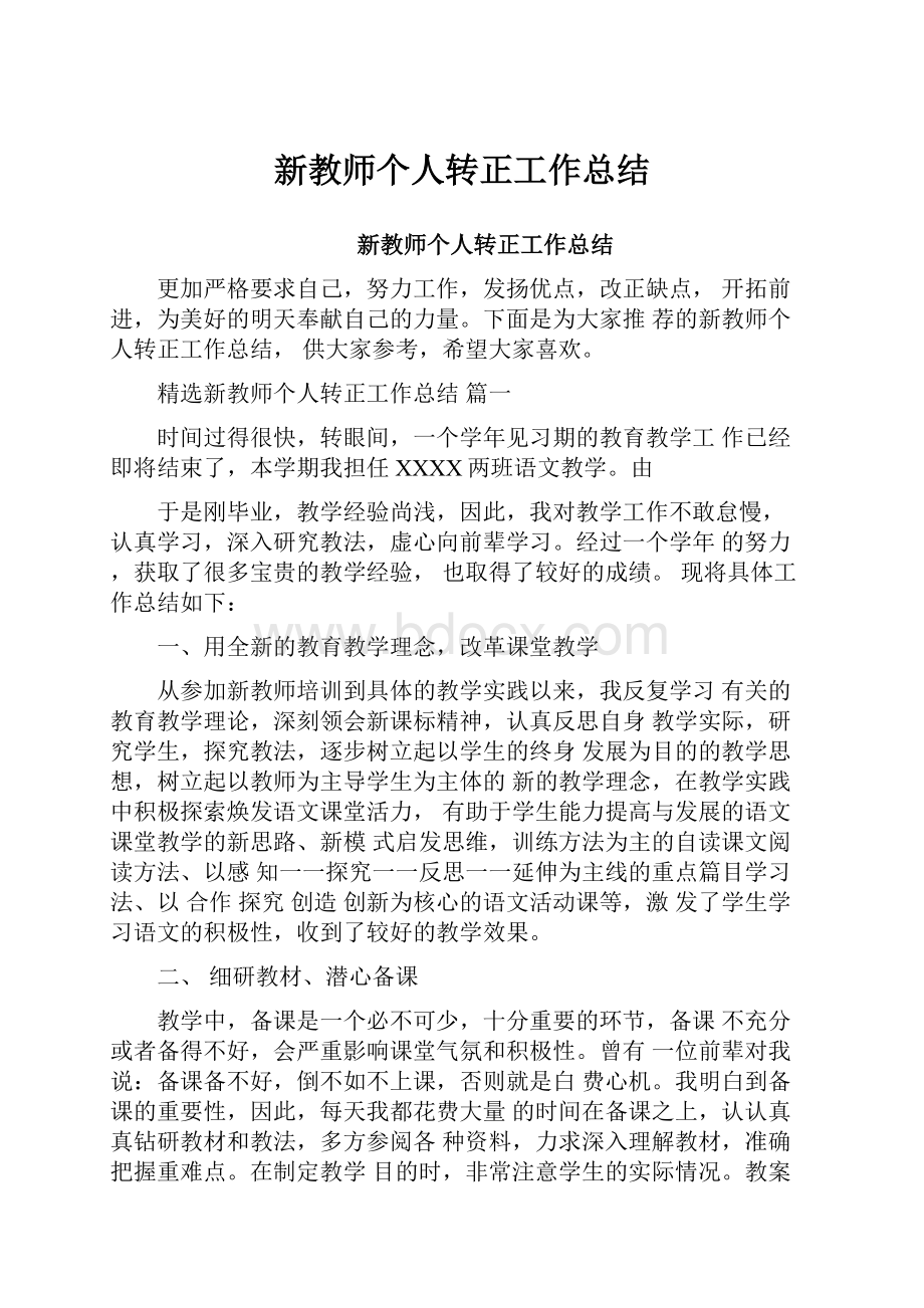 新教师个人转正工作总结.docx