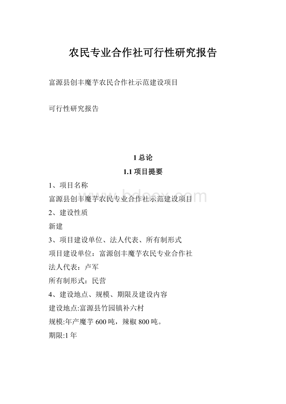 农民专业合作社可行性研究报告.docx_第1页