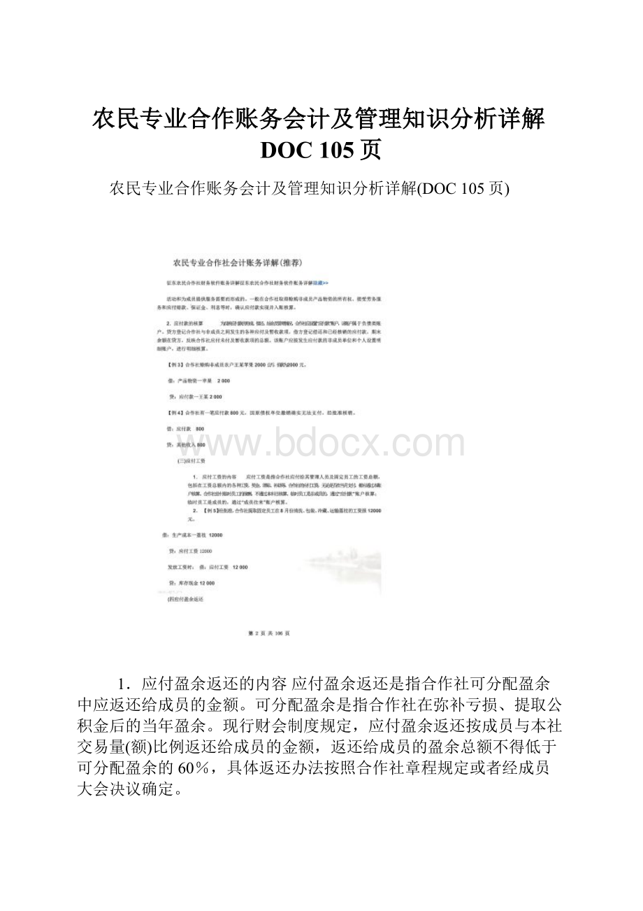 农民专业合作账务会计及管理知识分析详解DOC 105页.docx